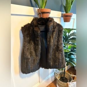 Faux fur and leather reversible vest